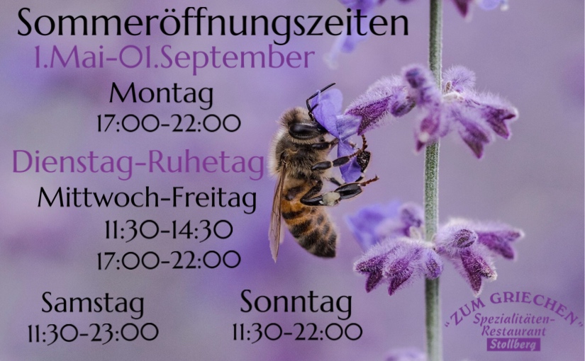 Sommeröffnungszeiten Zum Griechen Stollberg
